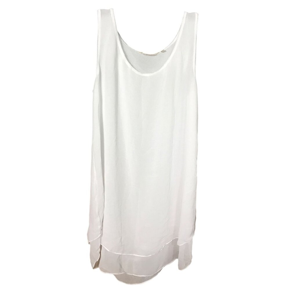 Soft Surrounding Sheer White Sleeveless Scope‎ Neck Womens Size M Shirt